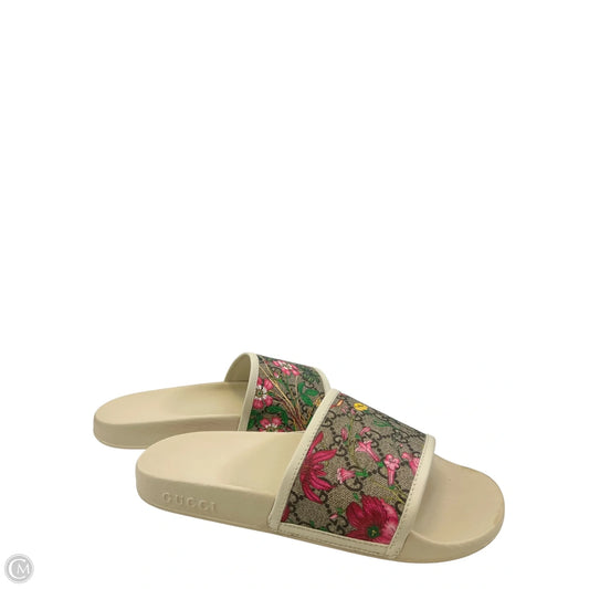 Shoes Luxury Designer By Gucci In Floral Print, Size: 9
