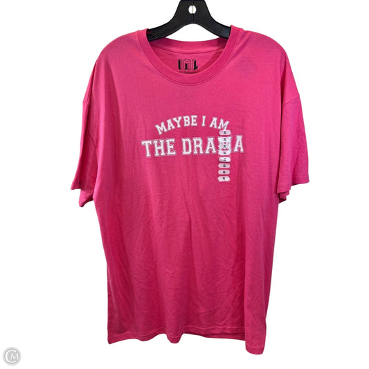Top Short Sleeve Basic By Iml In Pink & White, Size: Xl