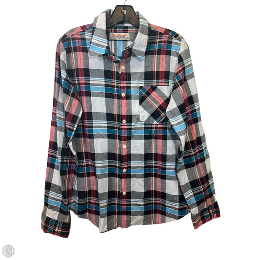 Top Long Sleeve By Just A Cheap Shirt In Plaid Pattern, Size: L