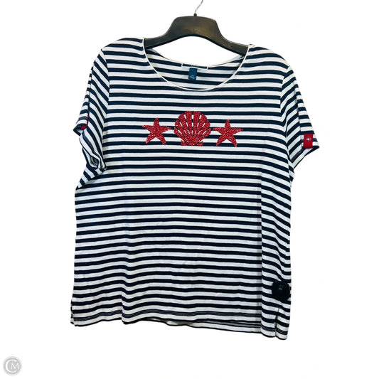 Top Short Sleeve By Karen Scott In Blue & Red & White, Size: 2x