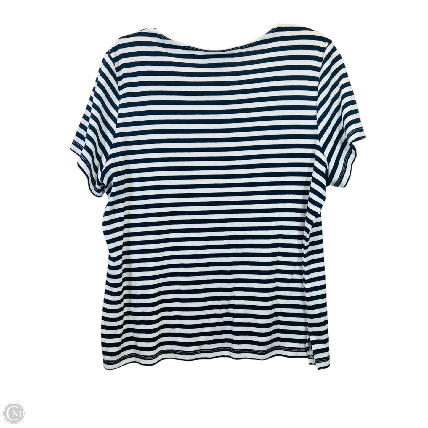 Top Short Sleeve By Karen Scott In Blue & Red & White, Size: 2x