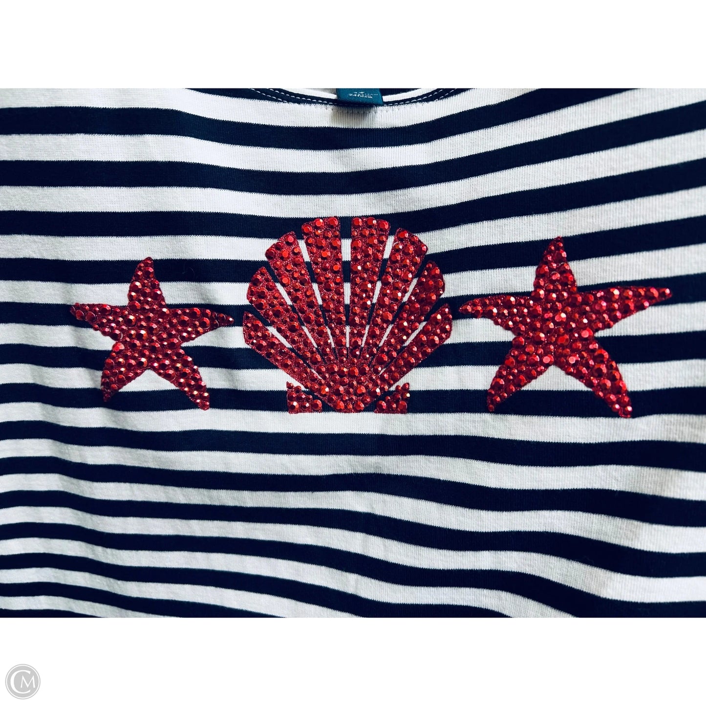 Top Short Sleeve By Karen Scott In Blue & Red & White, Size: 2x