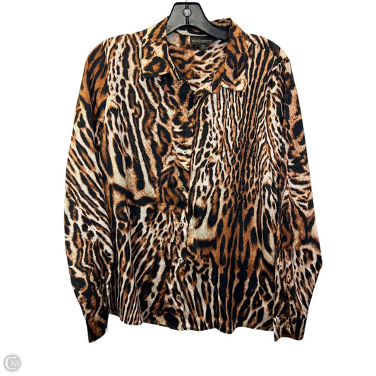 Top Long Sleeve By Bold Elements In Animal Print, Size: M