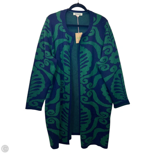 Sweater Cardigan Designer By Boden In Blue & Green, Size: 2x