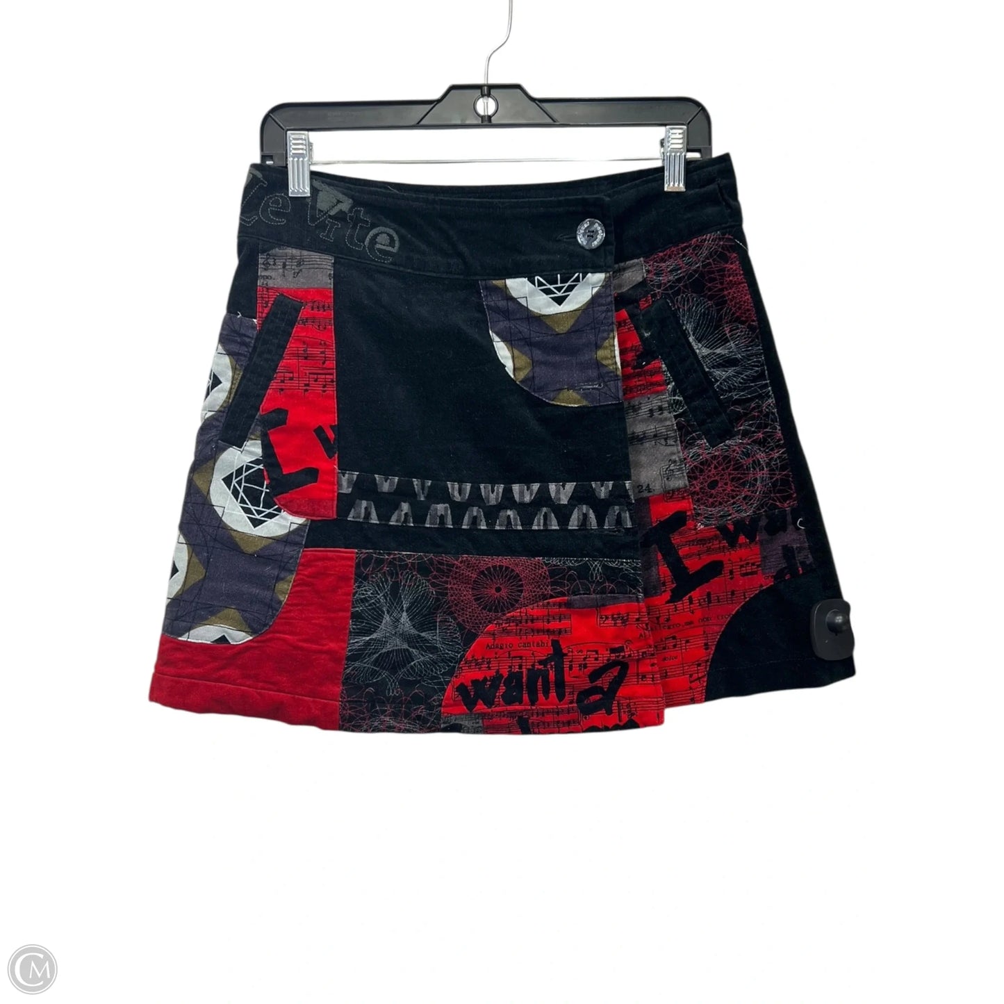 Skirt Designer By Desigual In Black & Red, Size: S