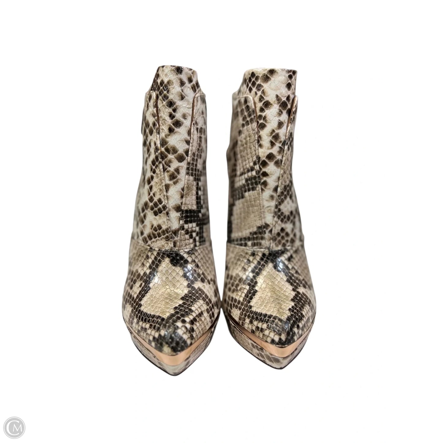Boots Ankle Heels By Herve Leger In Animal Print, Size: 7.5