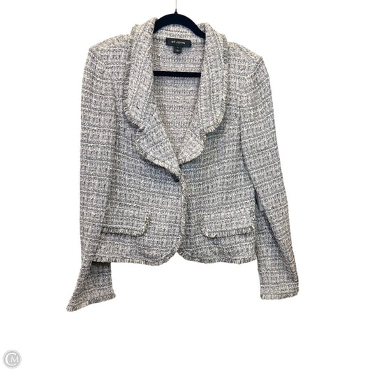 Blazer Designer By St John Collection In Grey & Pink, Size: 14
