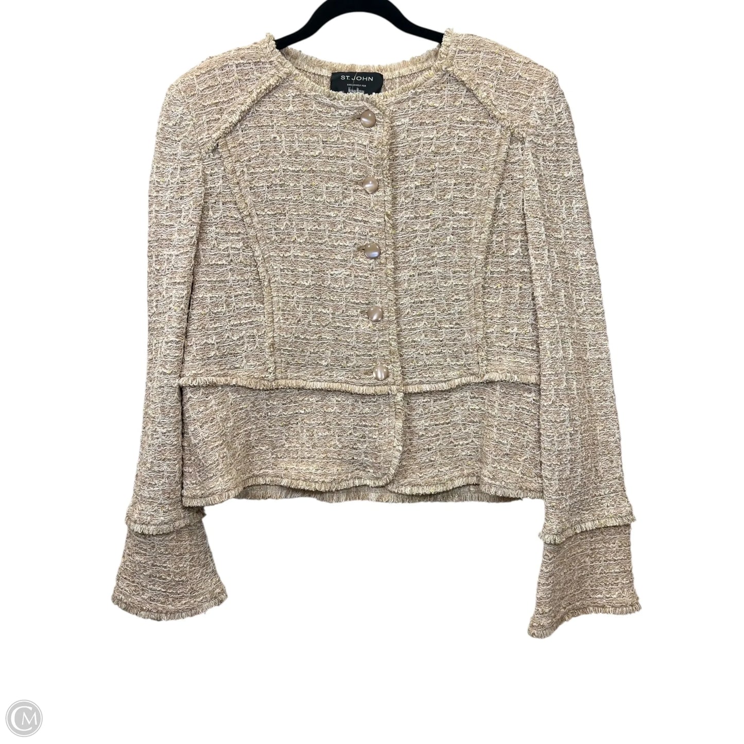Blazer Designer By St John Collection In Tan & White, Size: 16
