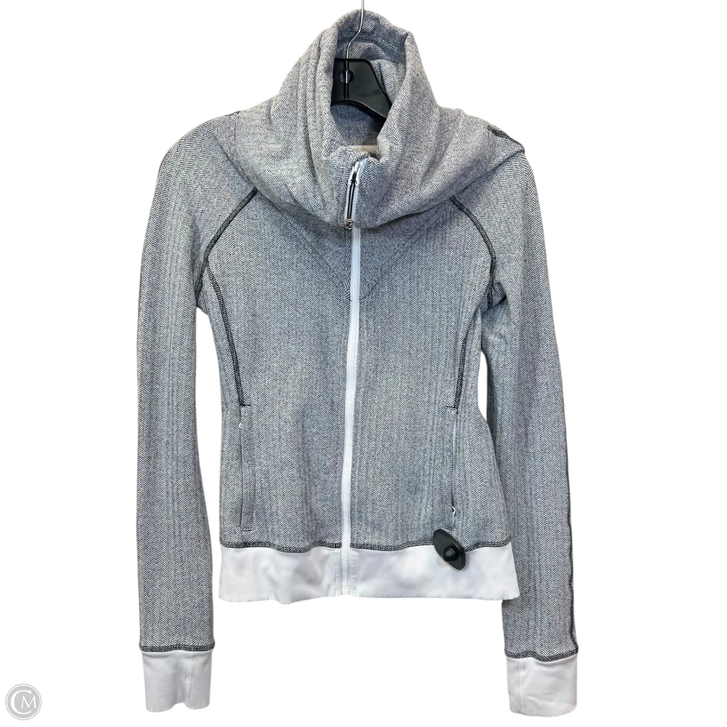 Athletic Jacket By Lululemon In Grey & White, Size: 8