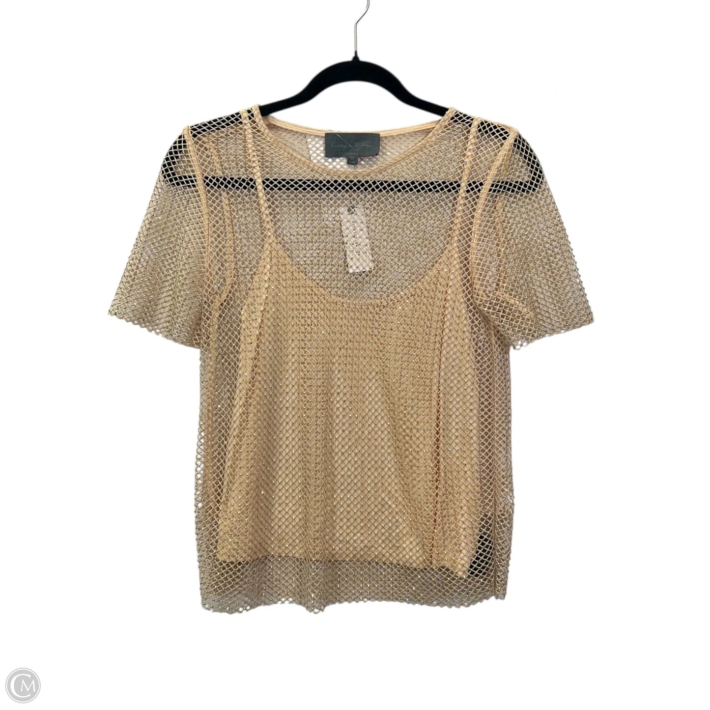 Top Short Sleeve Designer By Anthropologie In Gold, Size: Xs