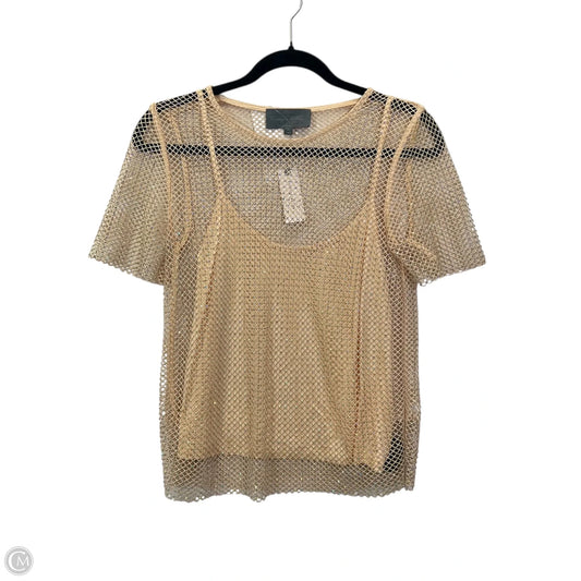 Top Short Sleeve Designer By Anthropologie In Gold, Size: Xs