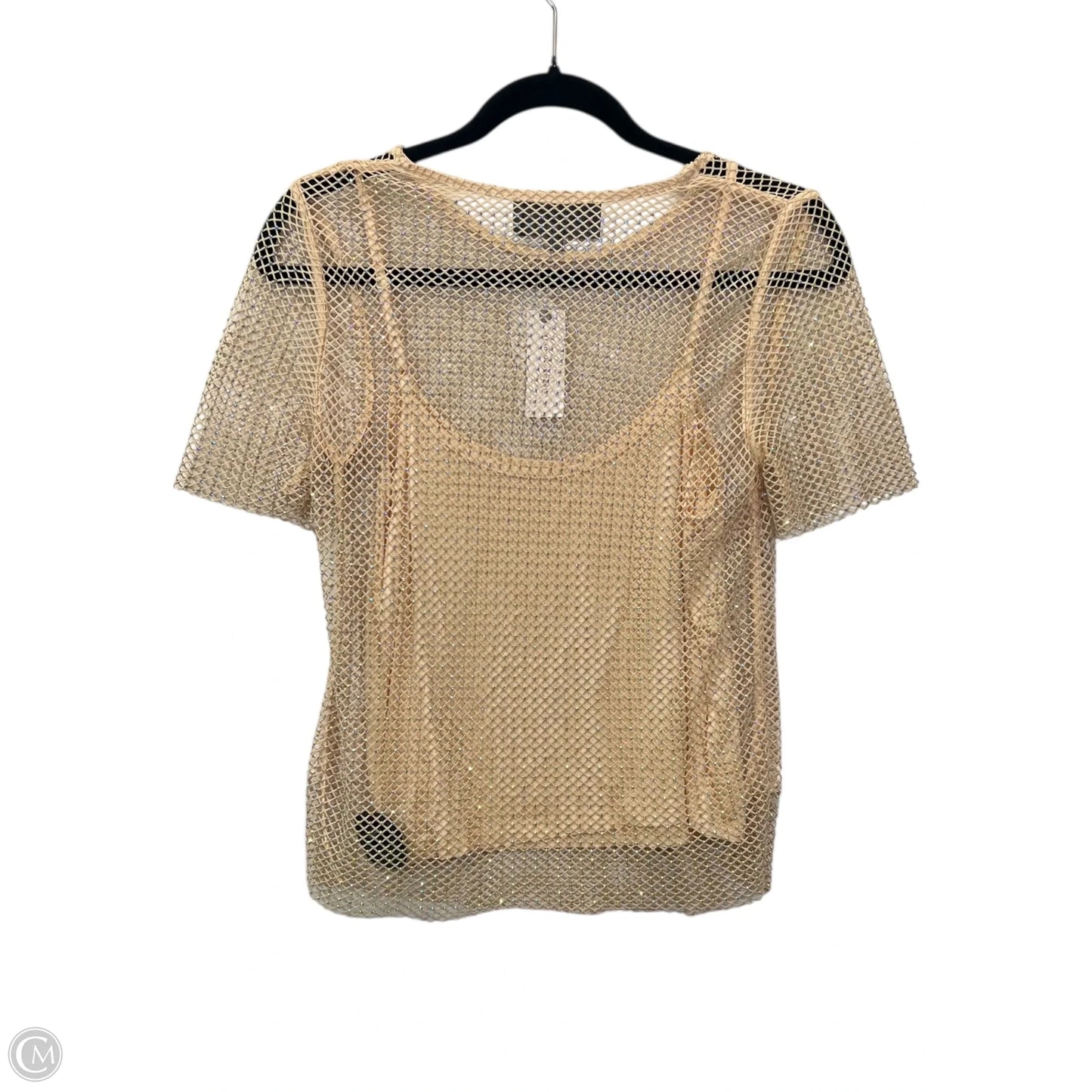 Top Short Sleeve Designer By Anthropologie In Gold, Size: Xs