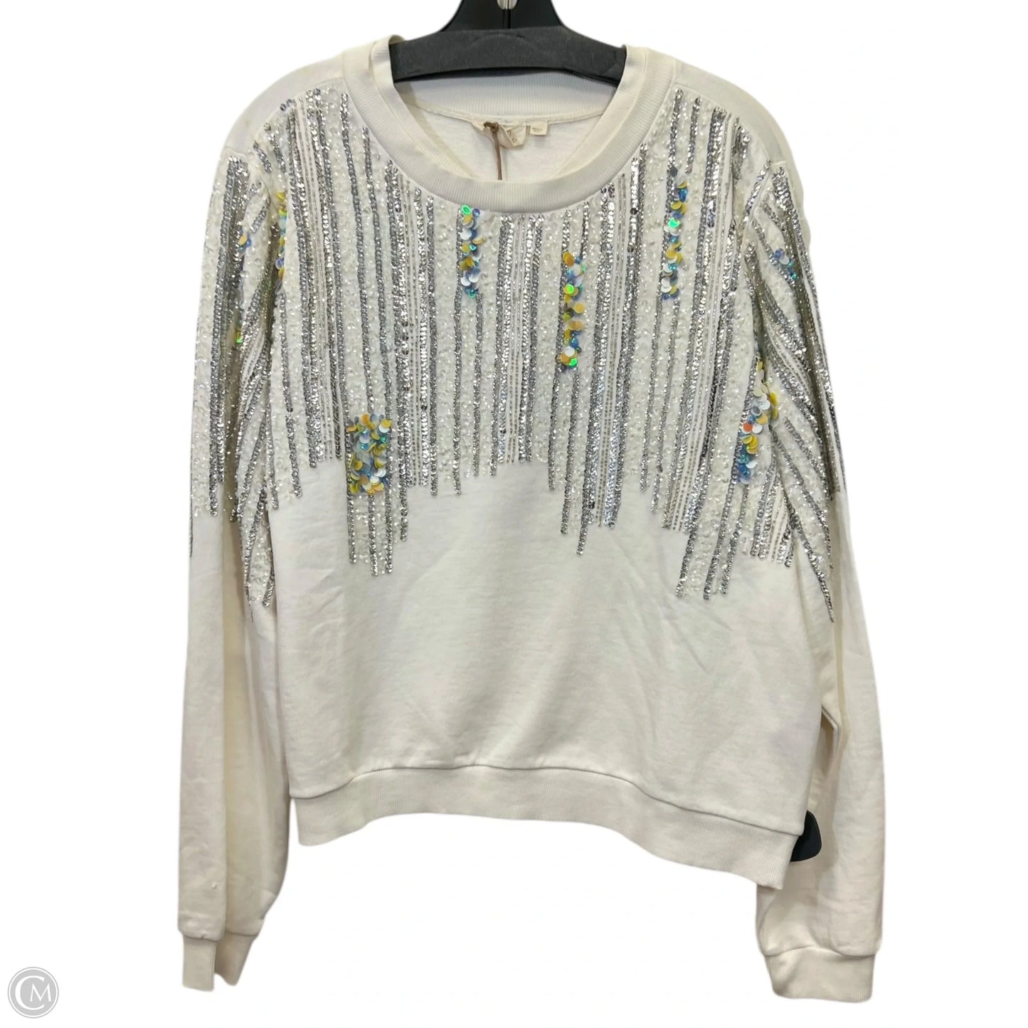 Sweatshirt Designer By Let Me Be In Silver & Tan, Size: Xl
