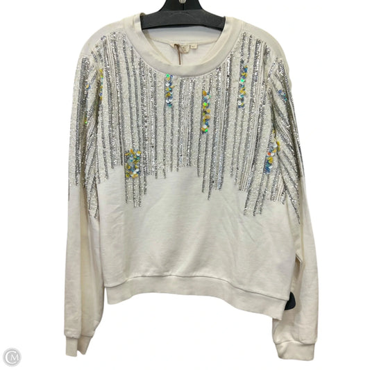 Sweatshirt Designer By Let Me Be In Silver & Tan, Size: Xl
