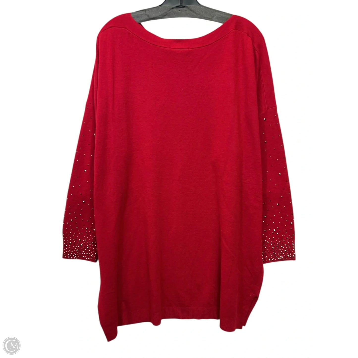 Sweater By Vila Milano In Red & Silver, Size: 1x