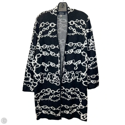 Sweater Cardigan By Kasper In Black & White, Size: Xl