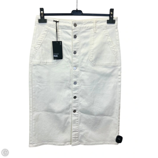 Skirt Designer By Paige In White Denim, Size: 8