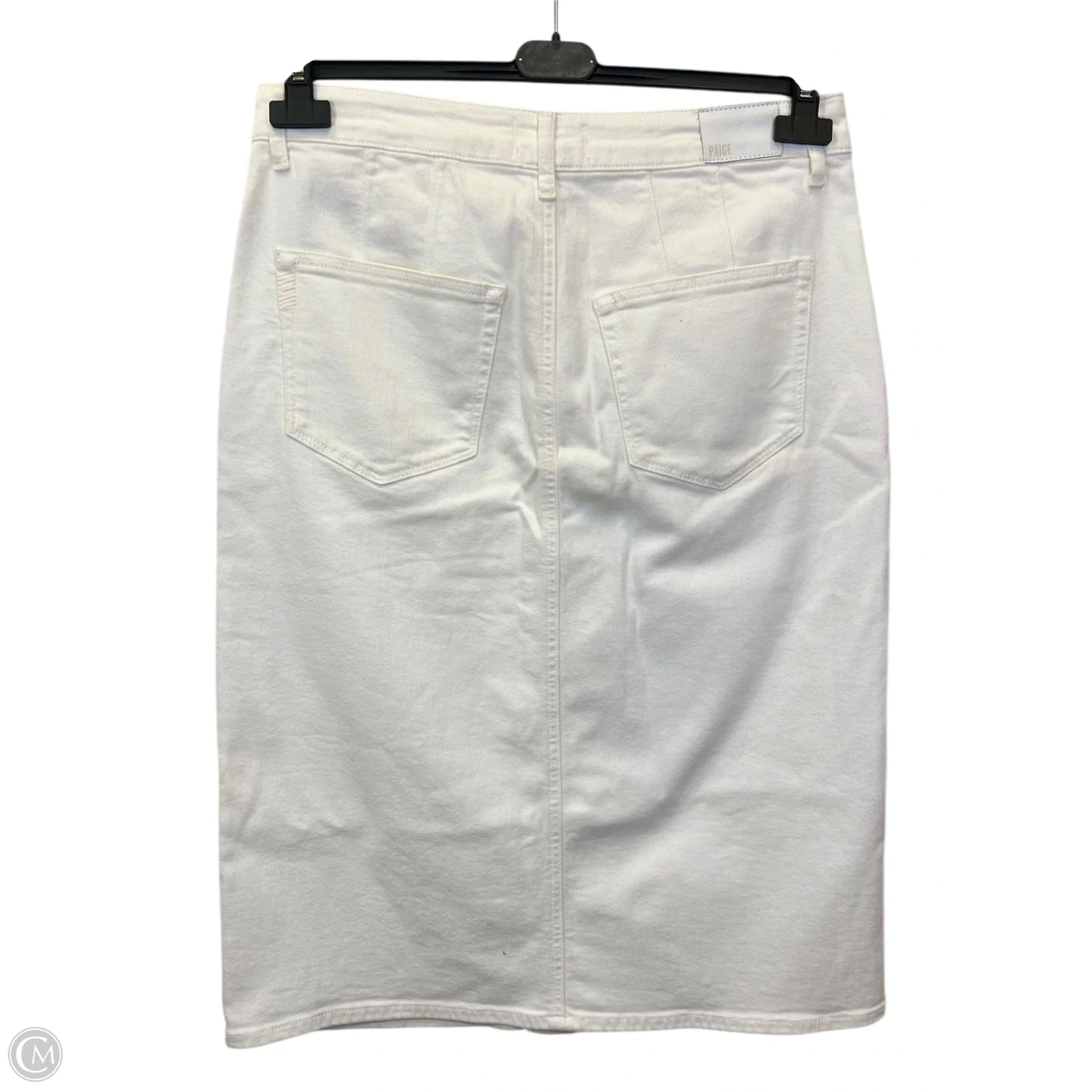 Skirt Designer By Paige In White Denim, Size: 8