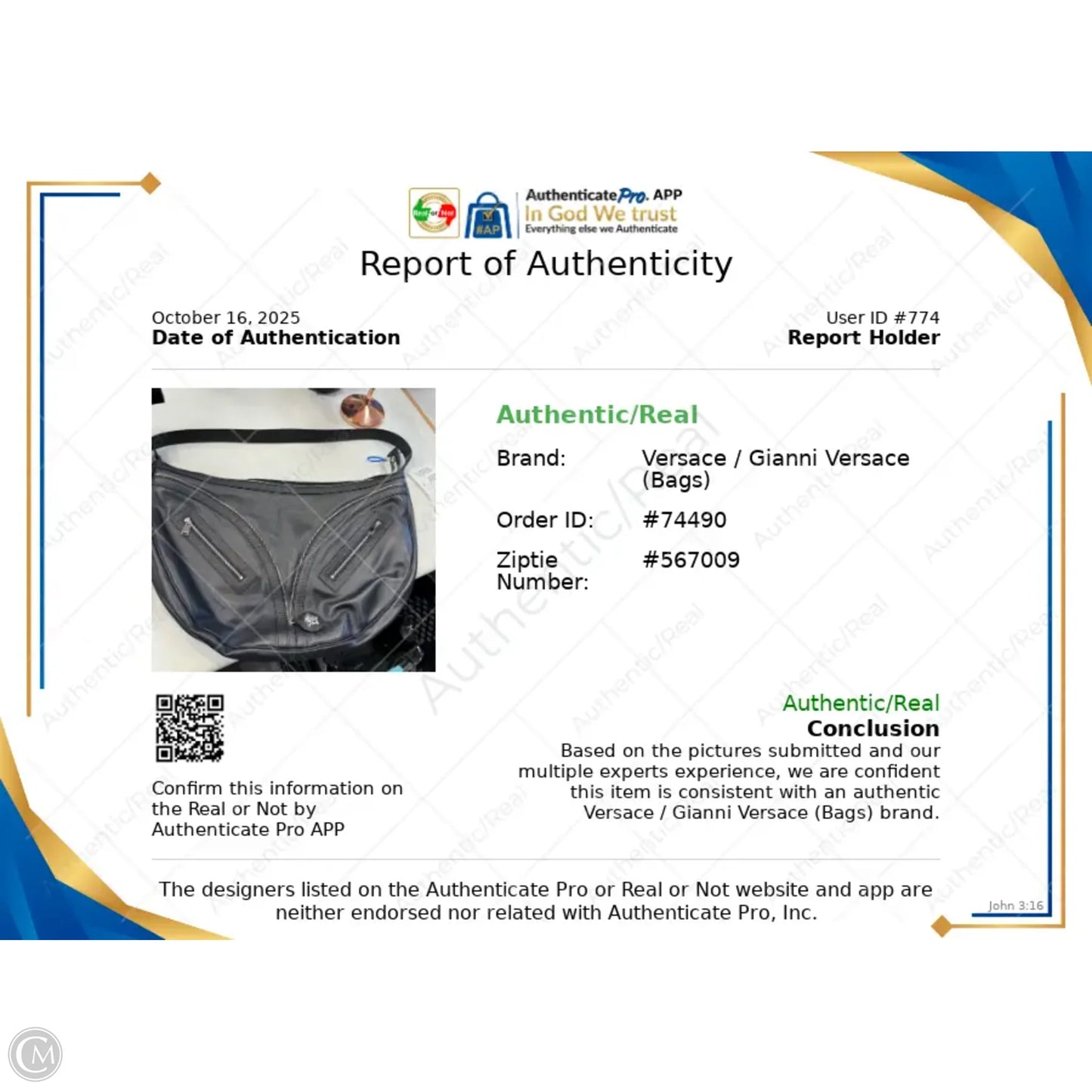 Handbag Luxury Designer By Versace, Size: Large