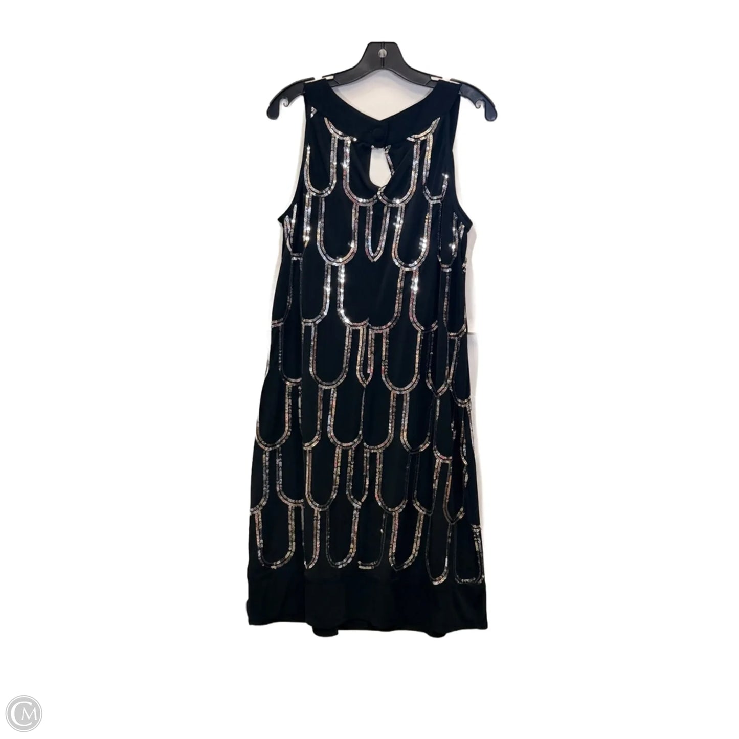 Dress Party Midi By Dressbarn In Black & Silver, Size: Xl