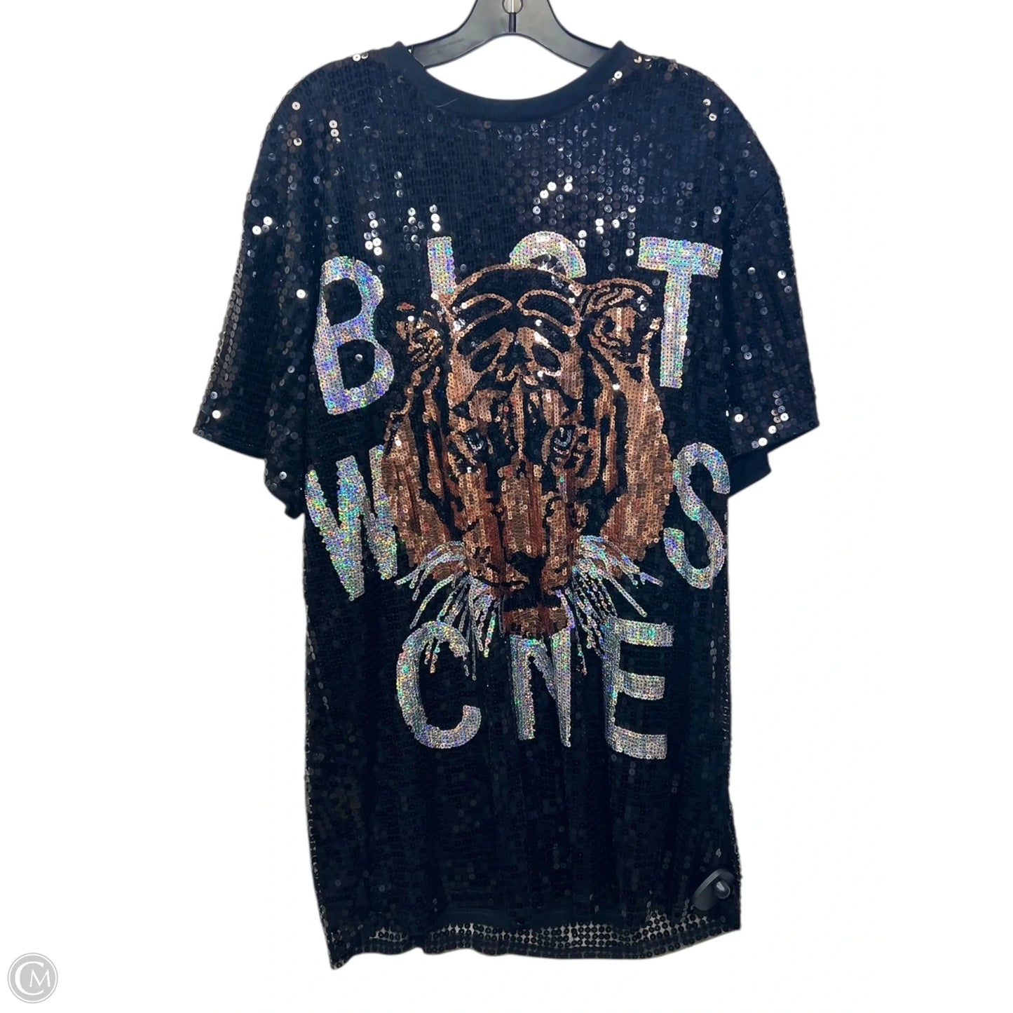 Dress Party Midi By Fashion Nova In Black & Silver, Size: M