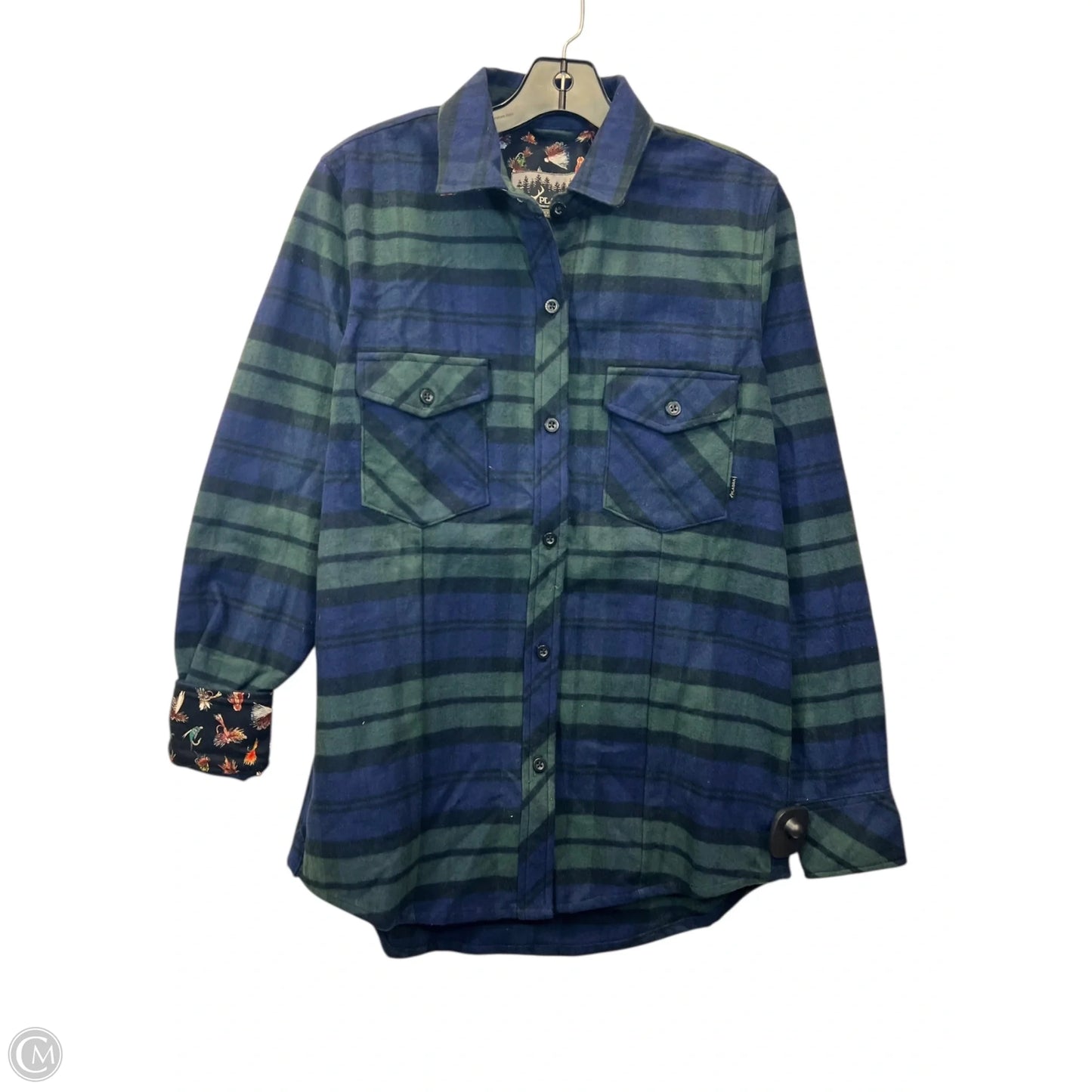 Top Long Sleeve By Pladra In Plaid Pattern, Size: M