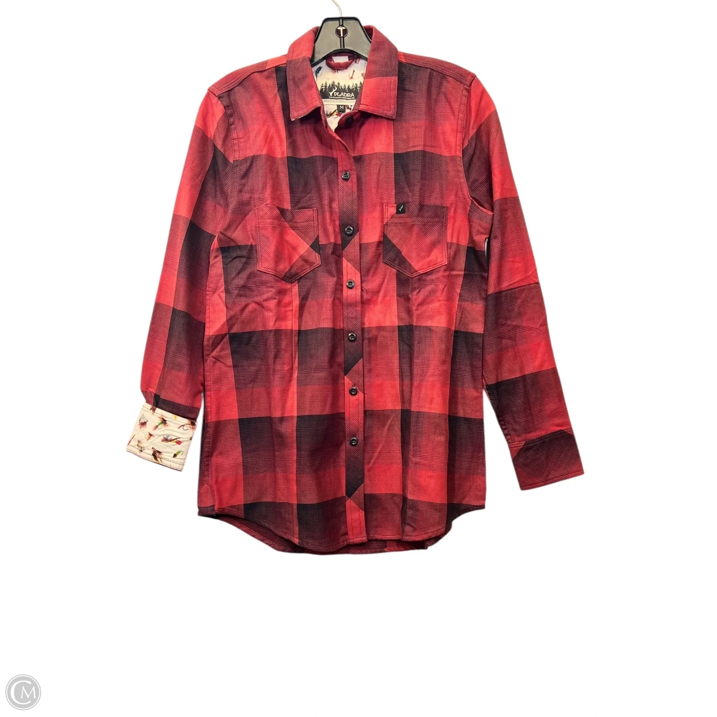 Top Long Sleeve By Pladra In Black & Red, Size: M