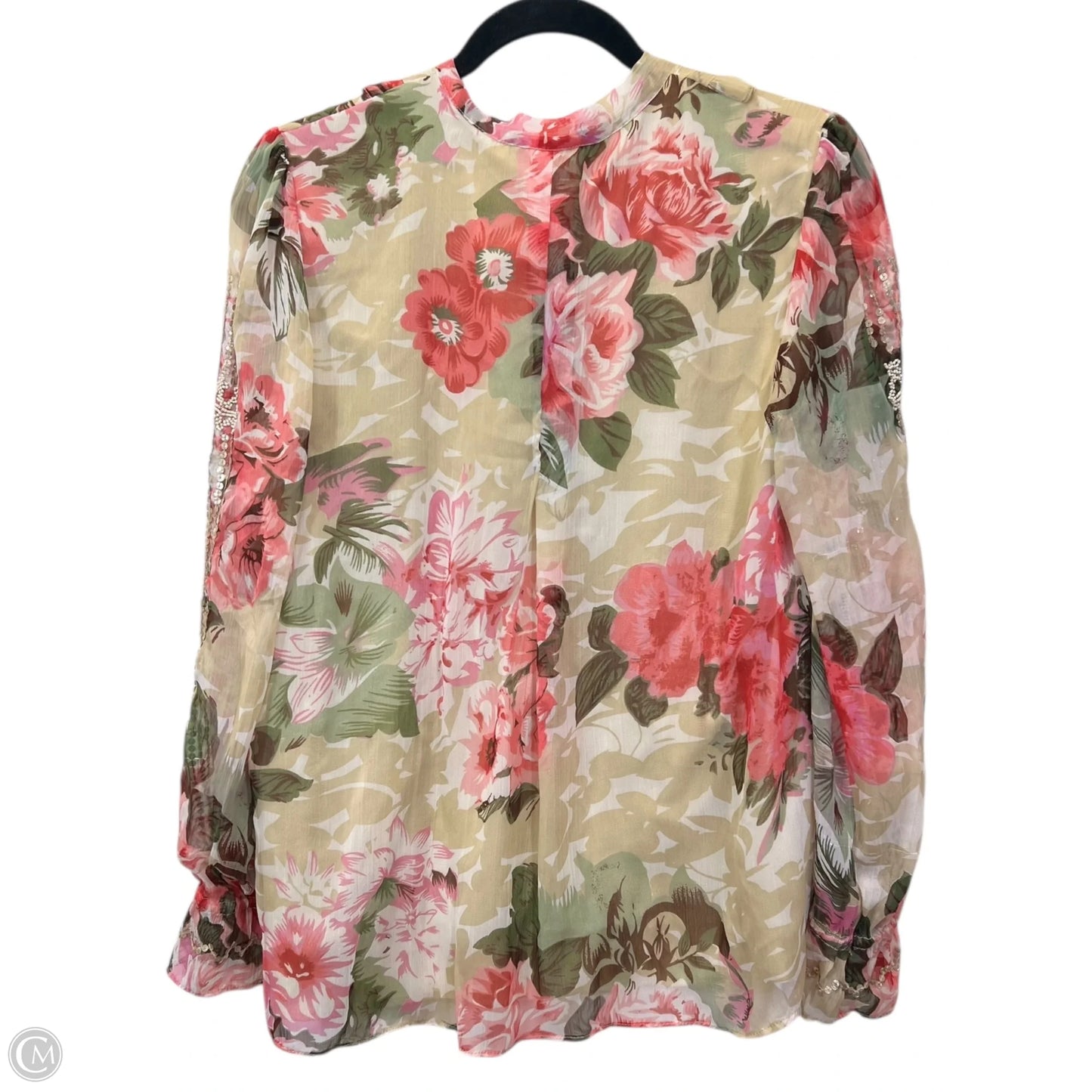 Top Long Sleeve Designer By Ranna Gill In Floral Print, Size: M