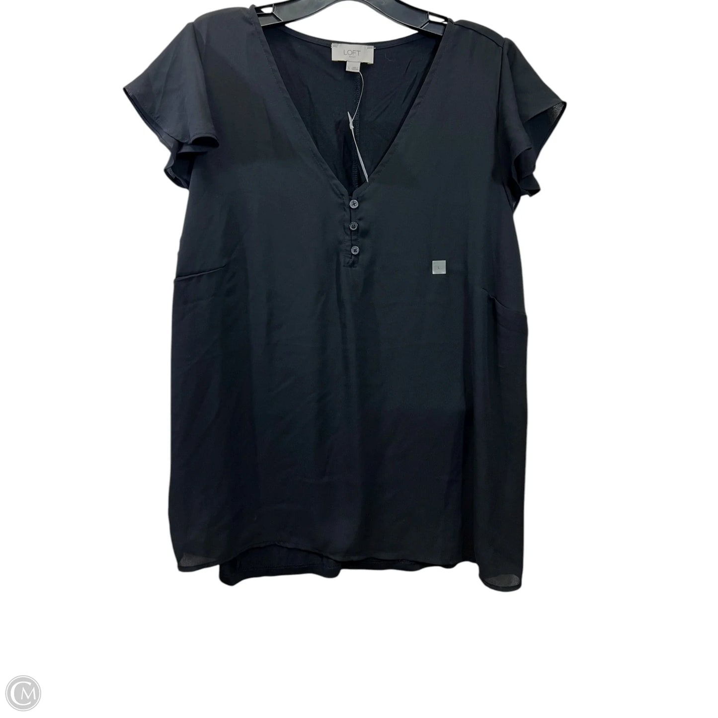 Top Short Sleeve By Loft In Black, Size: L