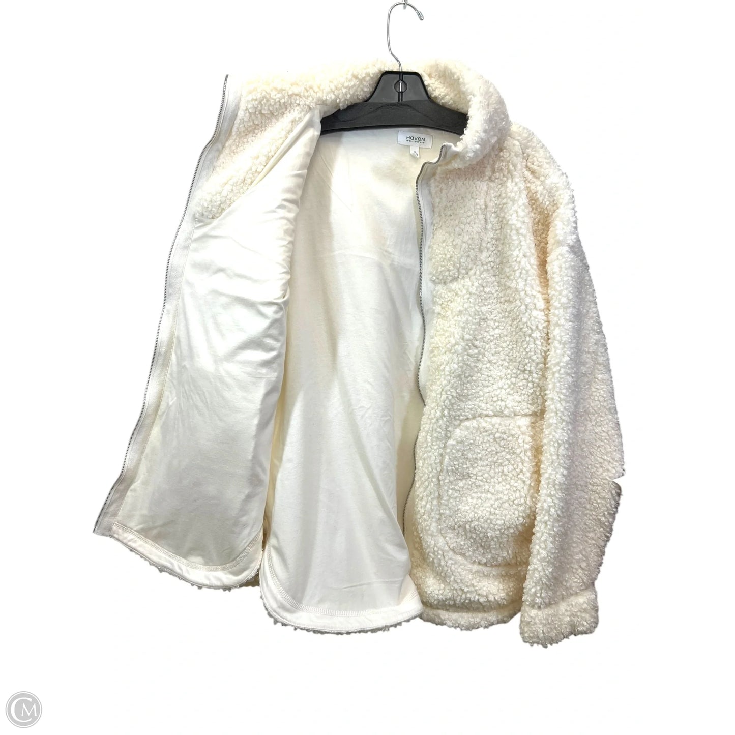 Jacket Faux Fur & Sherpa By Haven In Cream, Size: M