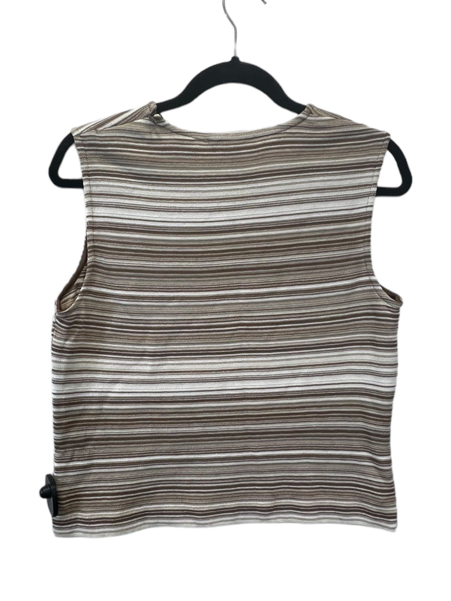 Tan & White Top Sleeveless Designer St. John, Size S