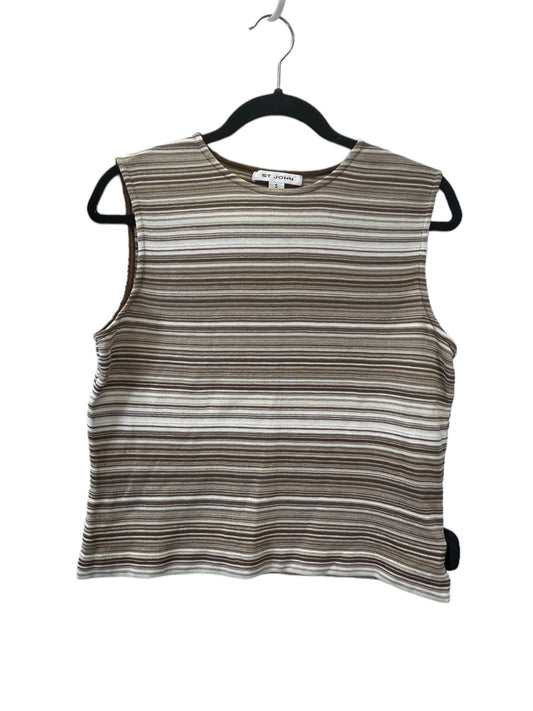 Tan & White Top Sleeveless Designer St. John, Size S