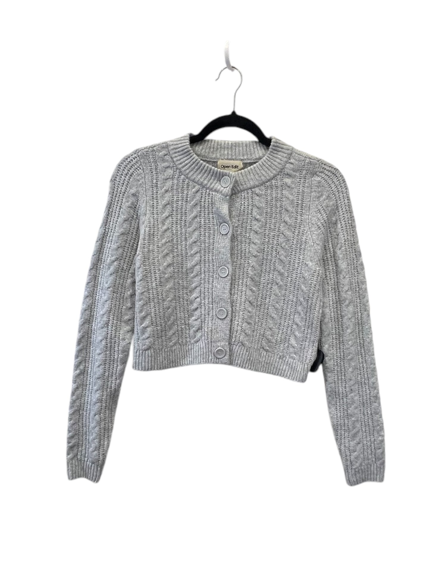 Sweater Cardigan Designer By Open Edit In Grey, Size: Xxs