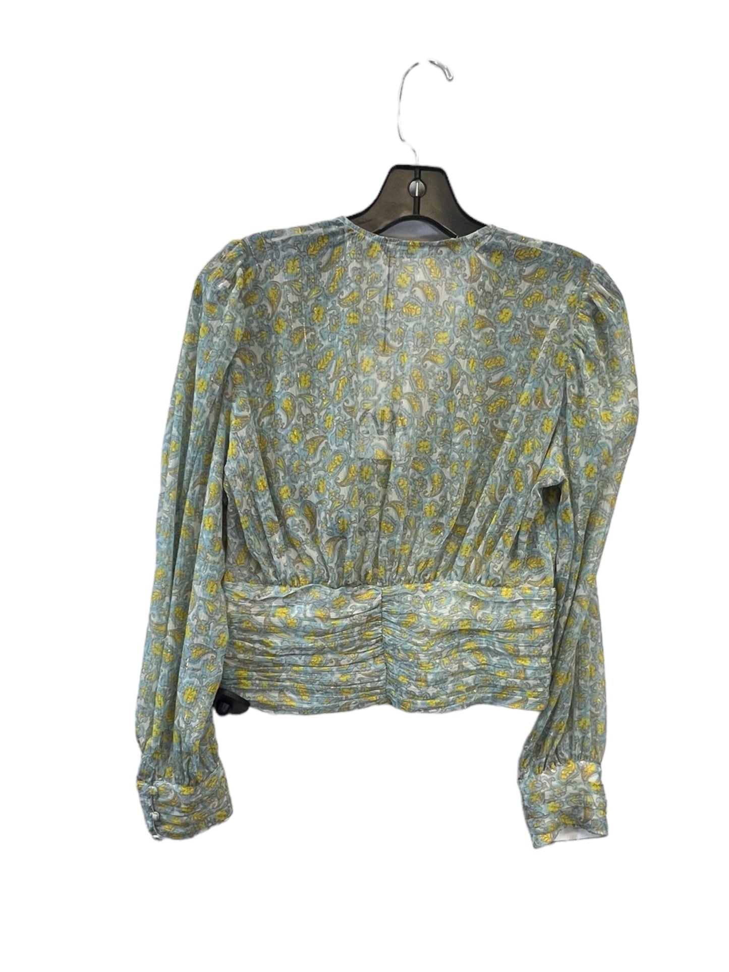 Top Long Sleeve By Zara In Green & Yellow, Size: S