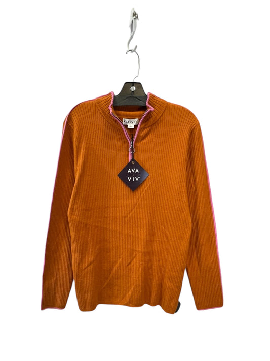 Top Long Sleeve By Ava & Viv In Orange & Pink, Size: 1x