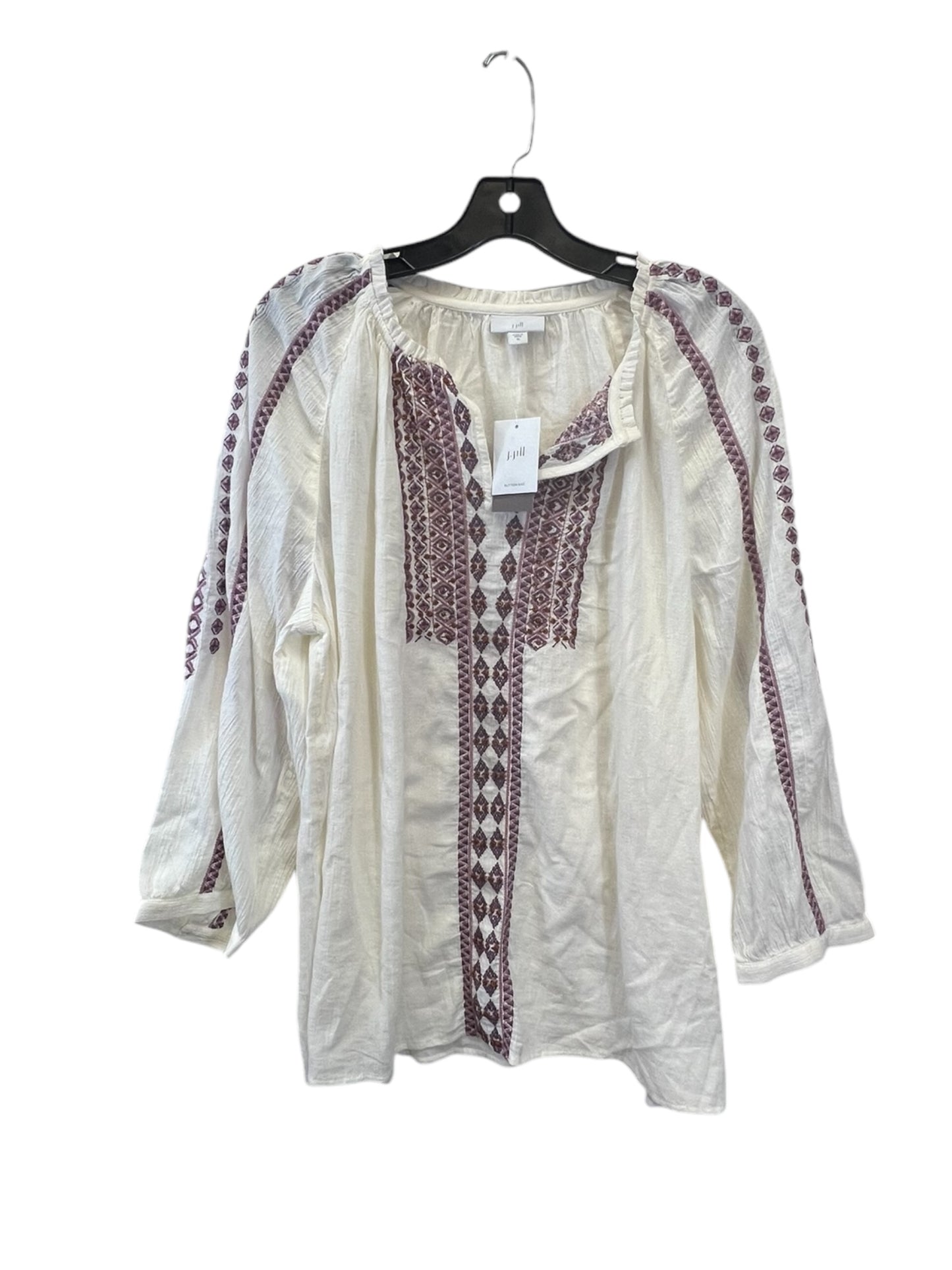 Top Long Sleeve By J. Jill In Cream & Purple, Size: Xl