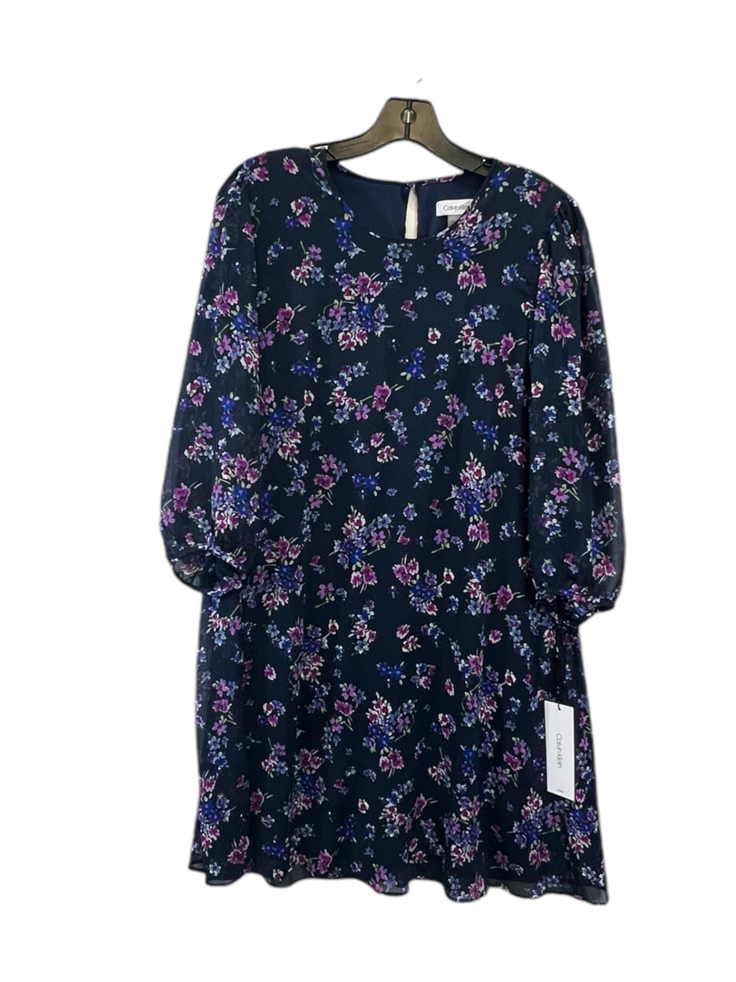 Dress Casual Midi By Calvin Klein In Floral Print, Size: M