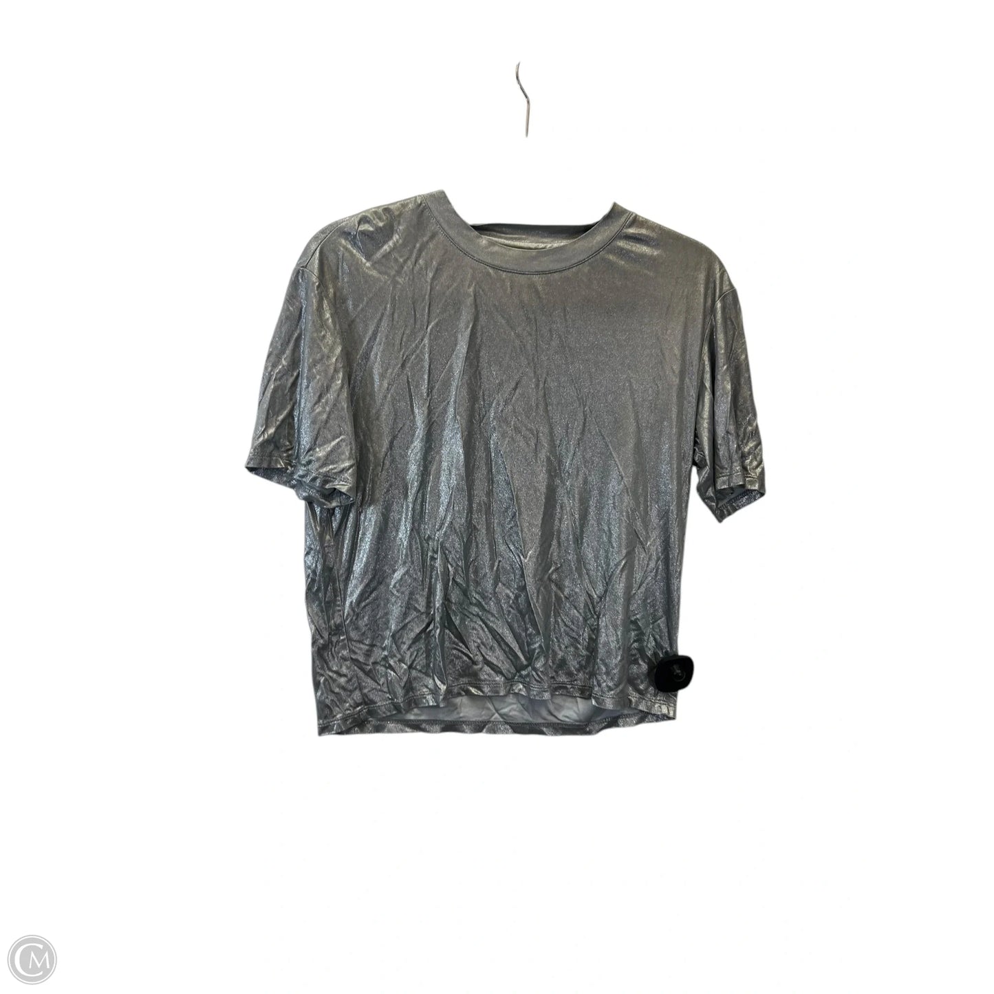 Top Short Sleeve Designer By Cmb In Silver, Size: S