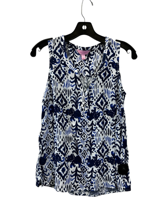 Top Sleeveless By Lilly Pulitzer In Blue & White, Size: Xxs