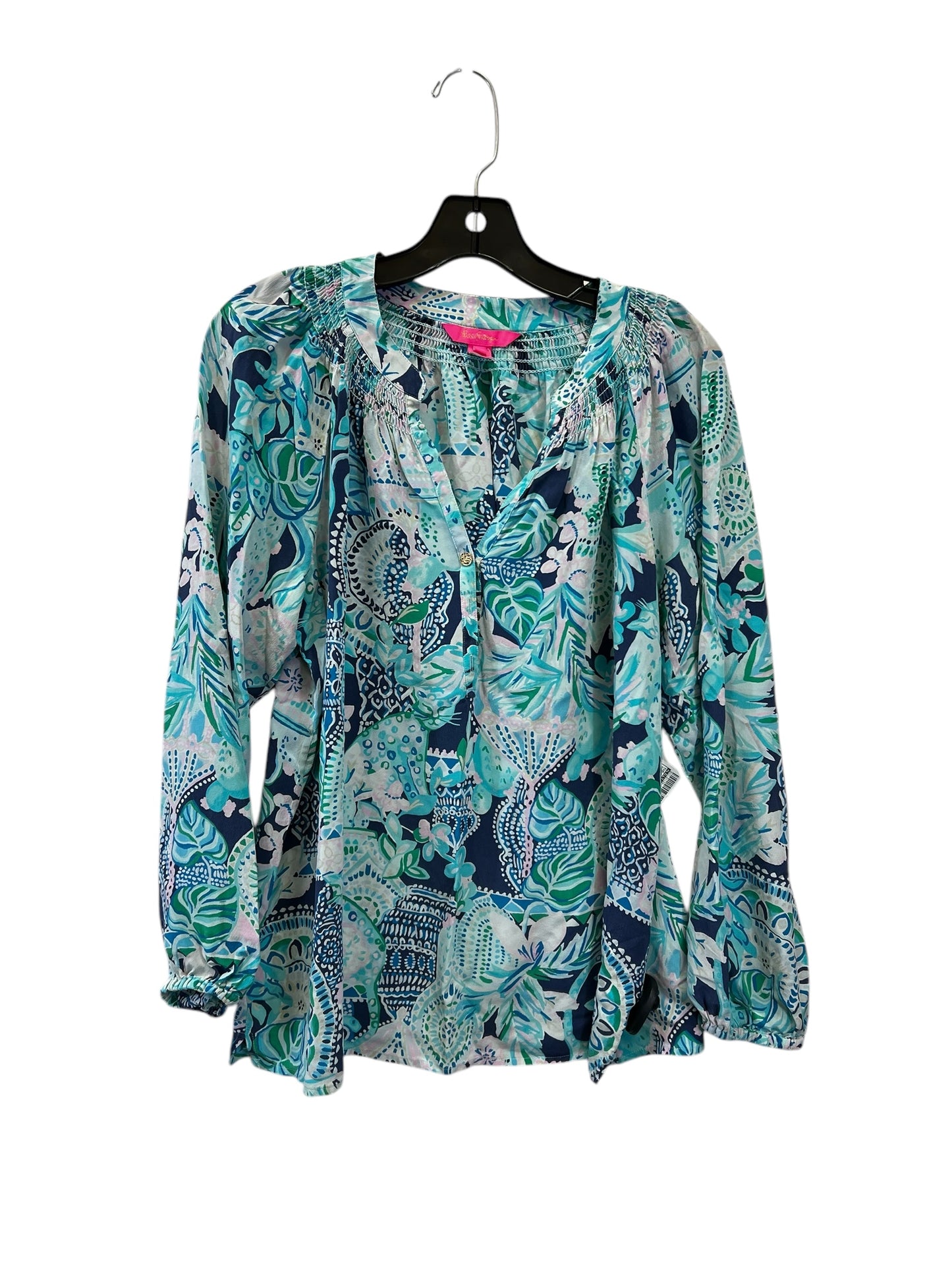 Top Long Sleeve By Lilly Pulitzer In Blue & Green, Size: L