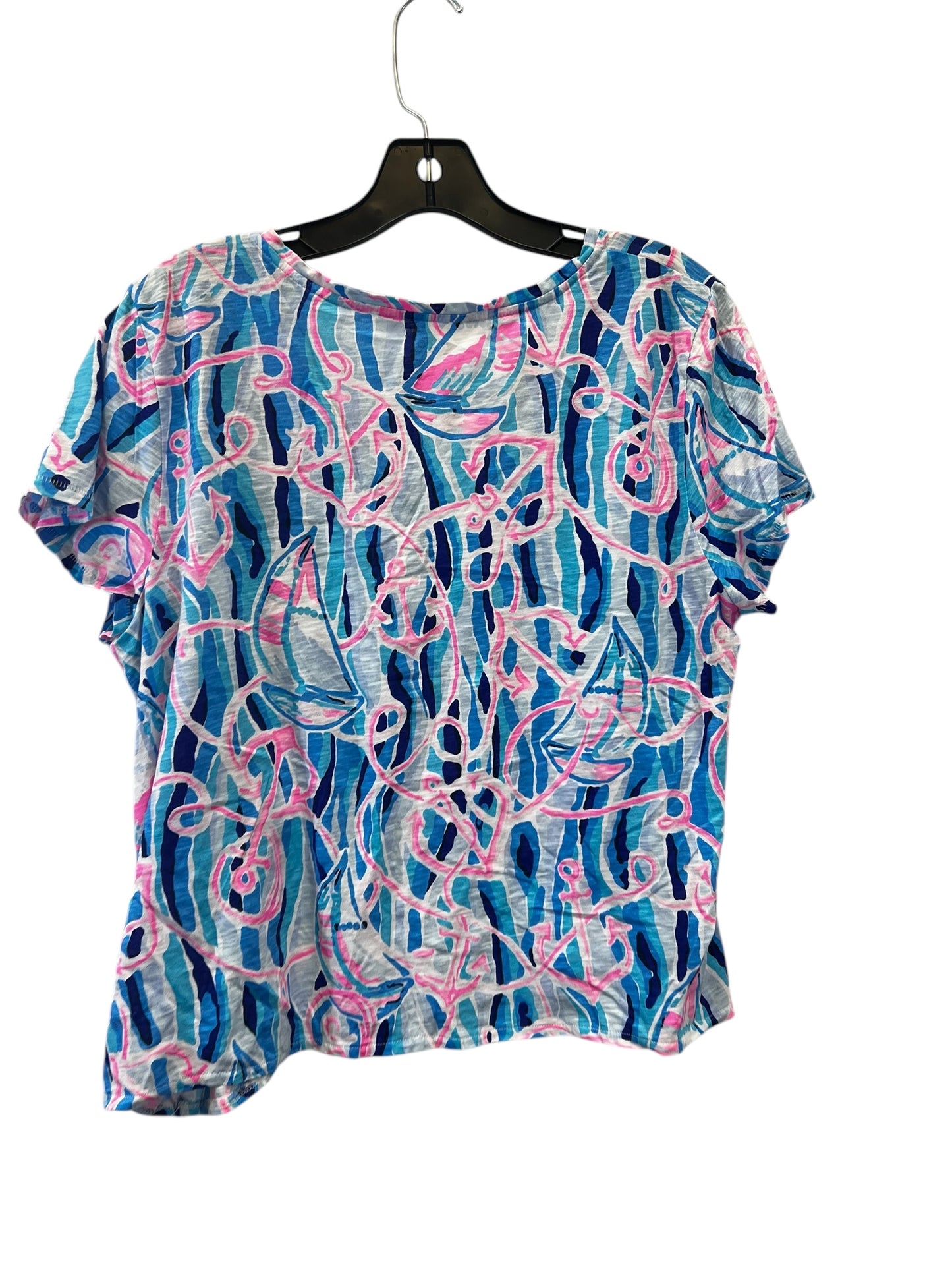 Top Short Sleeve By Lilly Pulitzer In Blue & Pink, Size: Xl