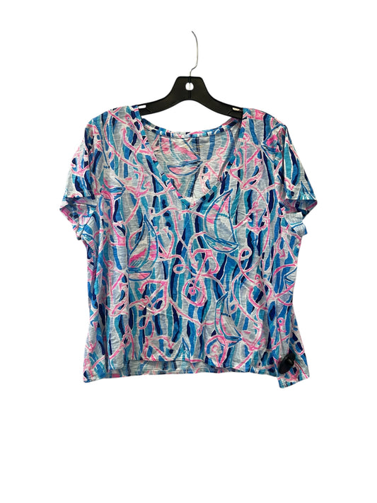 Top Short Sleeve By Lilly Pulitzer In Blue & Pink, Size: Xl