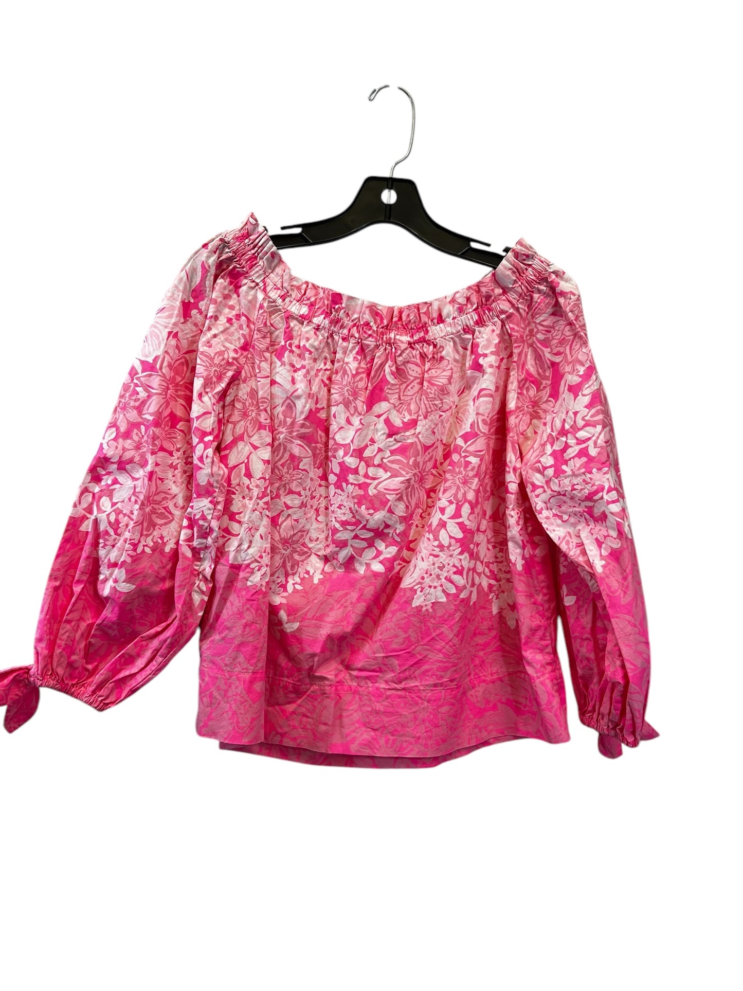 Top Long Sleeve By Lilly Pulitzer In Pink & White, Size: S