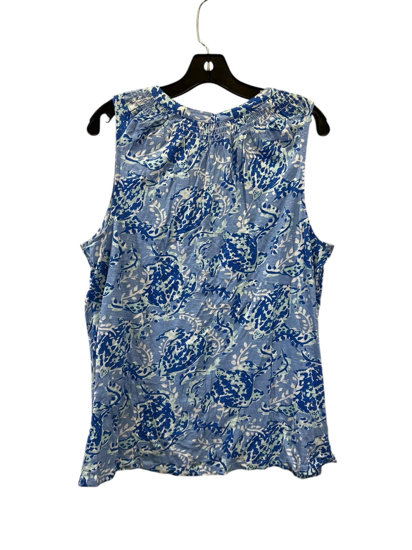 Top Sleeveless By Lilly Pulitzer In Blue & White, Size: Xl