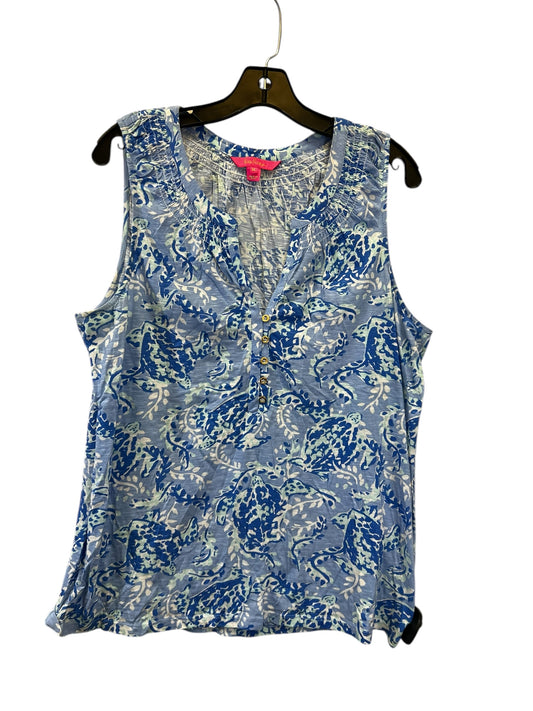 Top Sleeveless By Lilly Pulitzer In Blue & White, Size: Xl