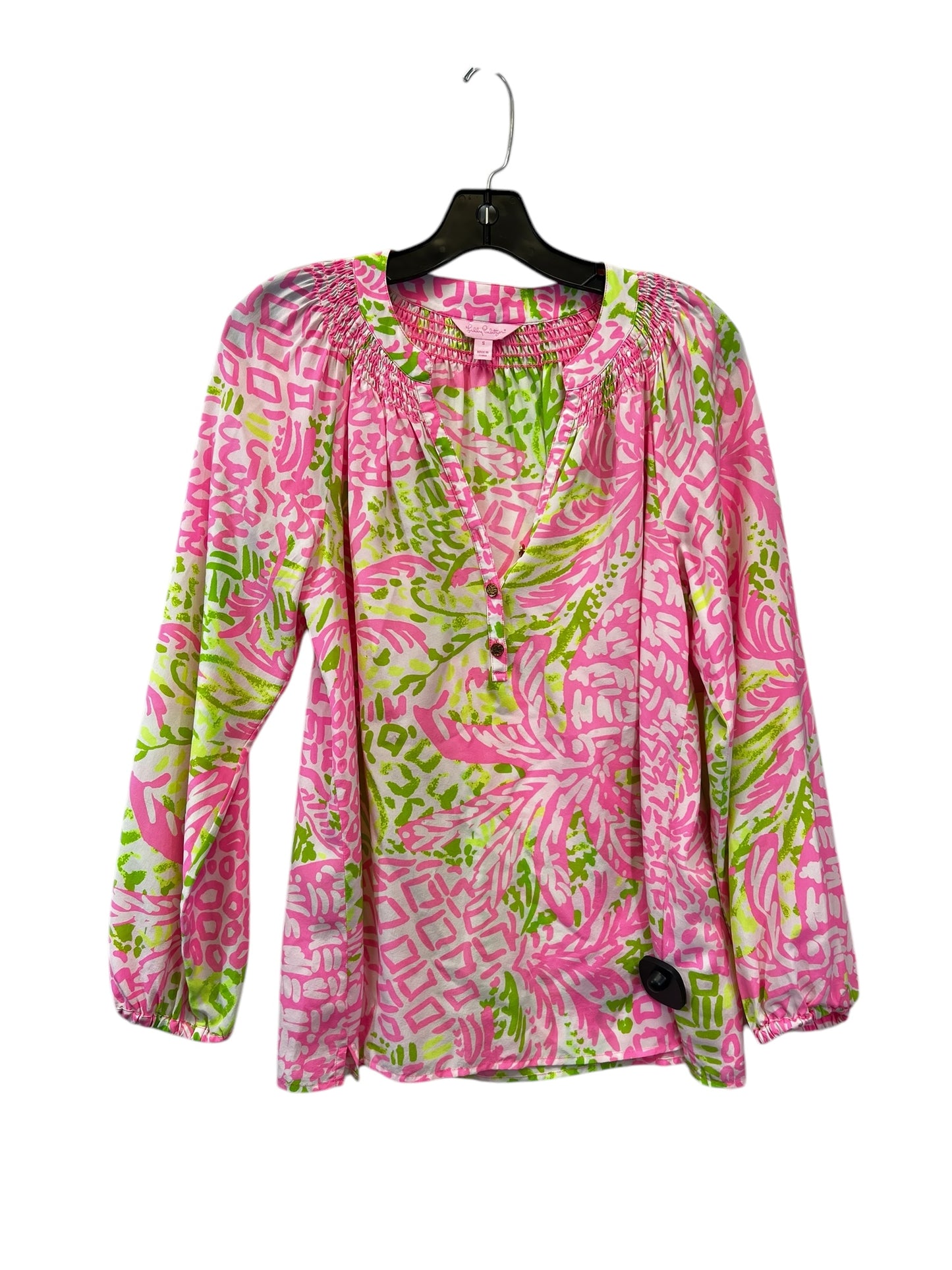 Top Long Sleeve By Lilly Pulitzer In Green & Pink, Size: S