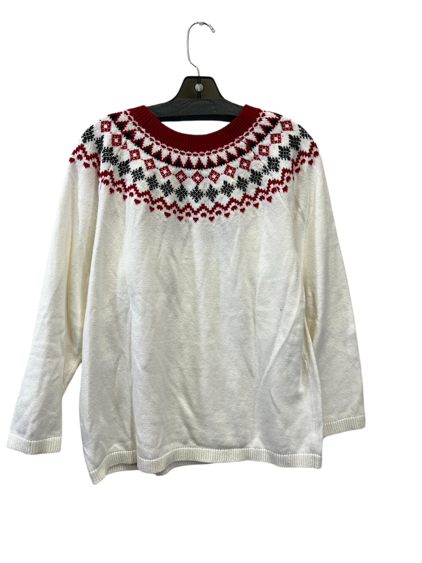 Sweater By Talbots In Red & White, Size: 1x