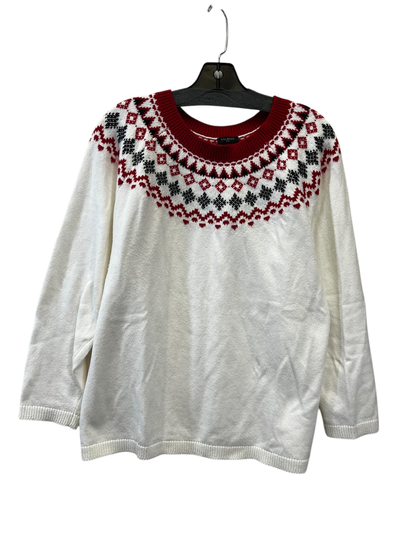 Sweater By Talbots In Red & White, Size: 1x