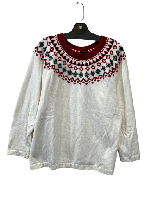 Sweater By Talbots In Red & White, Size: 1x