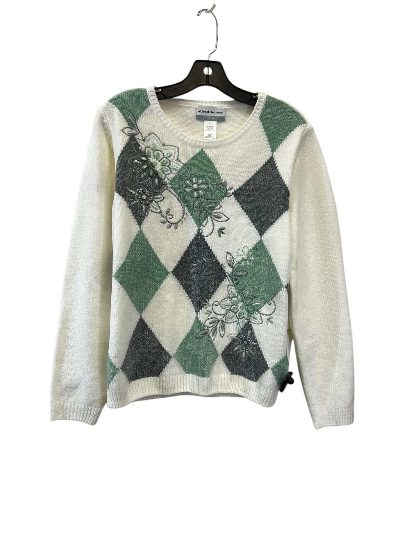 Sweater By Alfred Dunner In Green & Silver, Size: Lp